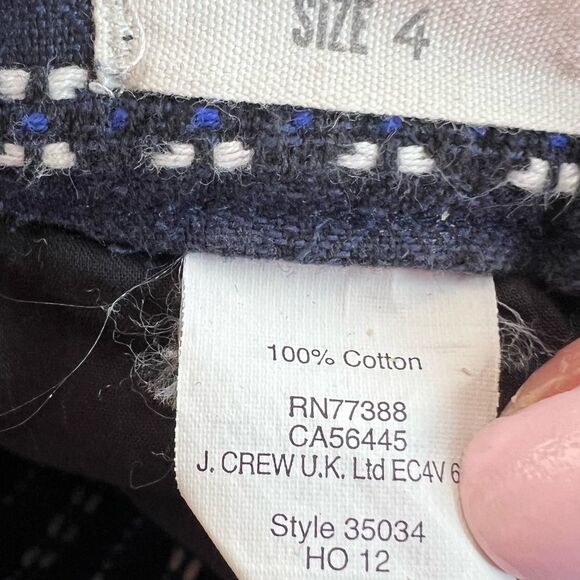 Madewell Mid Rise Navy Blue White Woven Stitched Skinny Pants Size 4 - Picture 12 of 13